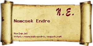 Nemcsek Endre névjegykártya